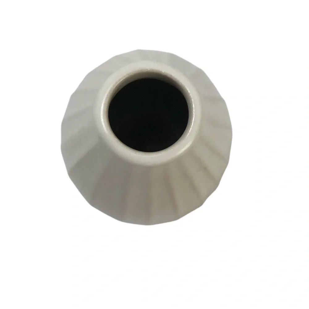 Ikea | Farmhouse White Textured Ribbed Pottery Bud Vase Small
